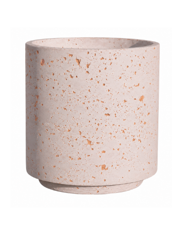 Fioriera tonda cilindrica in cemento calcestruzzo per esterno - colore Bianco travertino - con zoccolatura - cm Ø 65x70h - CAM