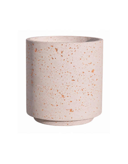 Fioriera tonda cilindrica in cemento calcestruzzo per esterno - colore Bianco travertino - con zoccolatura - cm Ø 65x70h - CAM