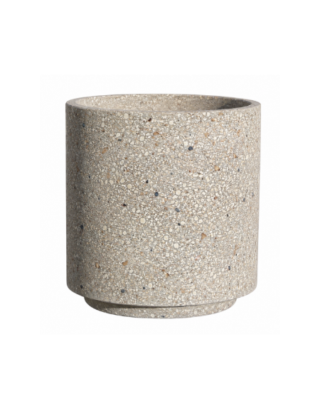 Fioriera tonda cilindrica in cemento calcestruzzo per esterno - colore Grigio sabbiato - con zoccolatura - cm Ø 65x70h - CAM