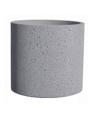 Fioriera tonda cilindrica in cemento calcestruzzo per esterno - colore Grigio pietra - senza zoccolatura - cm Ø 60x70h - CAM