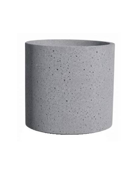 Fioriera tonda cilindrica in cemento calcestruzzo per esterno - colore Grigio pietra - senza zoccolatura - cm Ø 60x70h - CAM