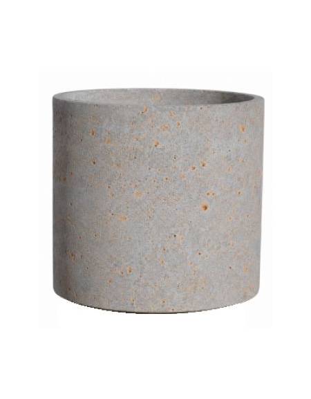 Fioriera tonda cilindrica in cemento calcestruzzo per esterno - colore Grigio travertino - senza zoccolatura - cm Ø60x70h - CAM