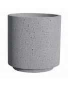 Fioriera tonda cilindrica in cemento calcestruzzo per esterno - colore Grigio pietra - con zoccolatura - cm Ø 60x70h - CAM