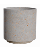 Fioriera tonda cilindrica in cemento calcestruzzo per esterno - colore Grigio travertino - con zoccolatura - cm Ø 60x70h - CAM