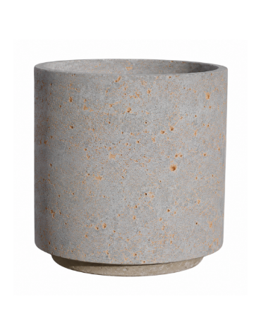 Fioriera tonda cilindrica in cemento calcestruzzo per esterno - colore Grigio travertino - con zoccolatura - cm Ø 60x70h - CAM