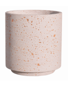 Fioriera tonda cilindrica in cemento calcestruzzo per esterno - colore Bianco travertino - con zoccolatura - cm Ø60x70h - CAM