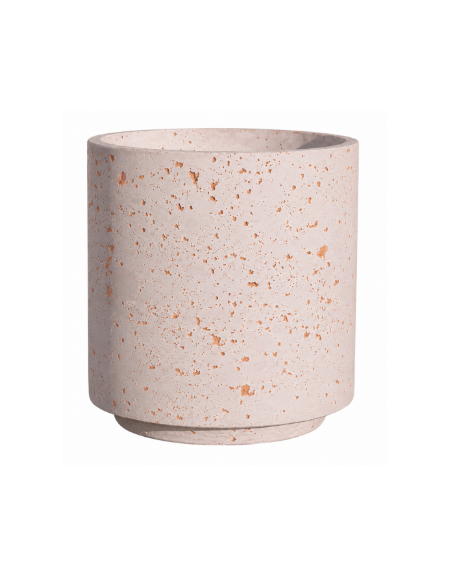 Fioriera tonda cilindrica in cemento calcestruzzo per esterno - colore Bianco travertino - con zoccolatura - cm Ø60x70h - CAM