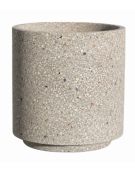 Fioriera tonda cilindrica in cemento calcestruzzo per esterno - colore Grigio sabbiato - con zoccolatura - cm Ø60x70h - CAM