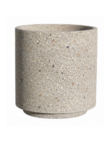 Fioriera tonda cilindrica in cemento calcestruzzo per esterno - colore Grigio sabbiato - con zoccolatura - cm Ø60x70h - CAM
