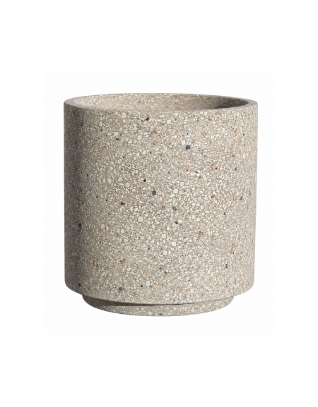 Fioriera tonda cilindrica in cemento calcestruzzo per esterno - colore Grigio sabbiato - con zoccolatura - cm Ø60x70h - CAM