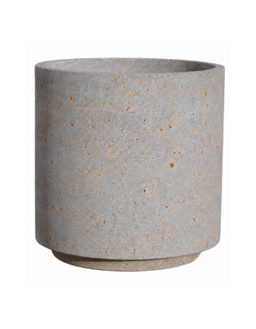 Fioriera tonda cilindrica in cemento calcestruzzo per esterno - colore Grigio travertino - con zoccolatura - cm Ø 50x70h - CAM