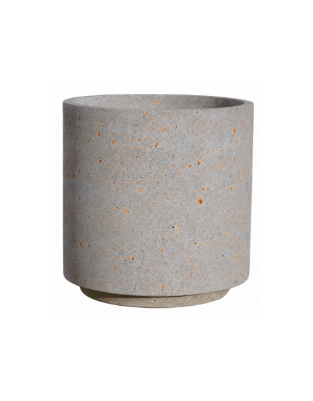 Fioriera tonda cilindrica in cemento calcestruzzo per esterno - colore Grigio travertino - con zoccolatura - cm Ø 50x70h - CAM