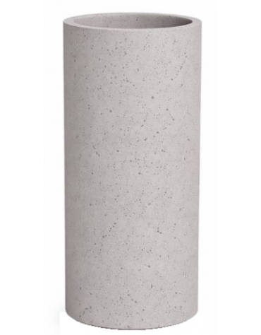 Fioriera tonda cilindrica in cemento calcestruzzo per esterno - colore Grigio pietra - senza zoccolatura - cm Ø40x80h - CAM