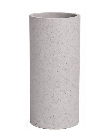 Fioriera tonda cilindrica in cemento calcestruzzo per esterno - colore Grigio pietra - senza zoccolatura - cm Ø40x80h - CAM