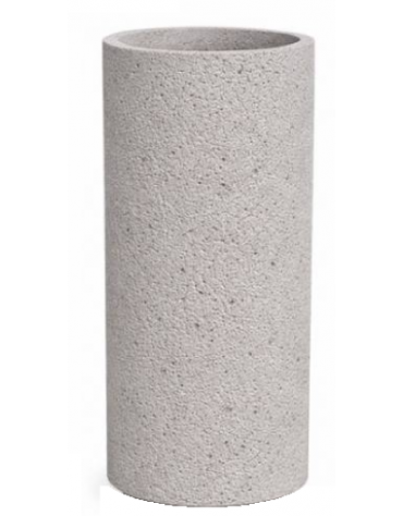 Fioriera tonda cilindrica in cemento calcestruzzo per esterno - colore Bianco sabbiato - senza zoccolatura - cm Ø 40x80h - CAM