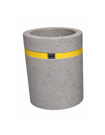 Fioriera tonda cilindrica in cemento calcestruzzo per esterno - colore Grigio travertino - cm Ø 60x70h - CAM