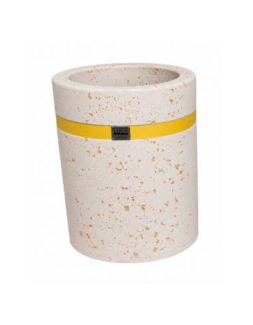 Fioriera tonda cilindrica in cemento calcestruzzo per esterno - colore Bianco travertino - cm Ø 60x70h - CAM