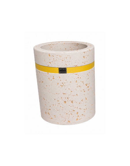Fioriera tonda cilindrica in cemento calcestruzzo per esterno - colore Bianco travertino - cm Ø 60x70h - CAM