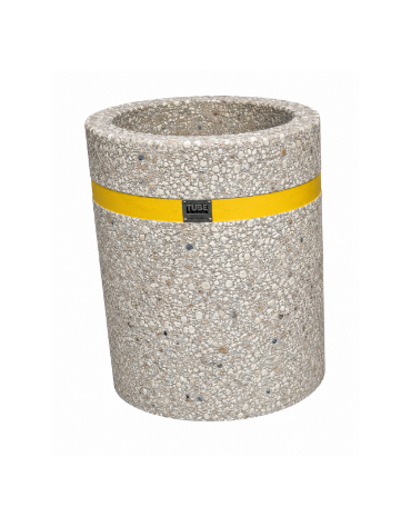 Fioriera tonda cilindrica in cemento calcestruzzo per esterno - colore Grigio sabbiato - cm Ø 60x70h - CAM