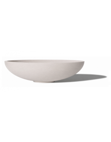 Fioriera tonda a ciotola in cemento calcestruzzo per esterno - colore Bianco pietra - cm Ø 100x25,9h - Conforme ai CAM