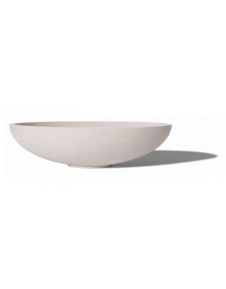 Fioriera tonda a ciotola in cemento calcestruzzo per esterno - colore Bianco pietra - cm Ø 100x25,9h - Conforme ai CAM