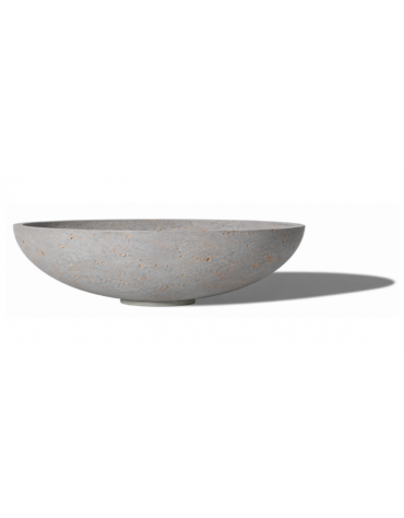 Fioriera tonda a ciotola in cemento calcestruzzo per esterno - colore Grigio travertino - cm Ø 100x25,9h - Conforme ai CAM