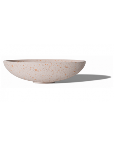 Fioriera tonda a ciotola in cemento calcestruzzo per esterno - colore Bianco travertino - cm Ø 100x25,9h - Conforme ai CAM