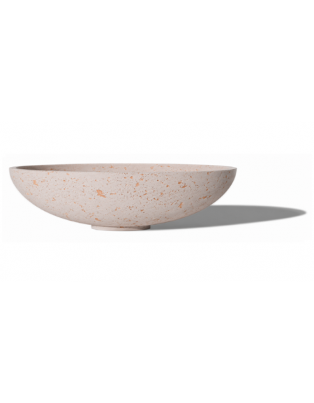 Fioriera tonda a ciotola in cemento calcestruzzo per esterno - colore Bianco travertino - cm Ø 100x25,9h - Conforme ai CAM