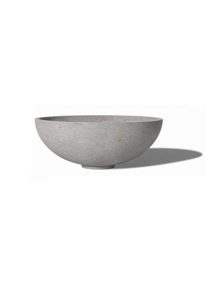Fioriera tonda a ciotola in cemento calcestruzzo per esterno - colore Grigio travertino - cm Ø 105x27,9h - Conforme ai CAM