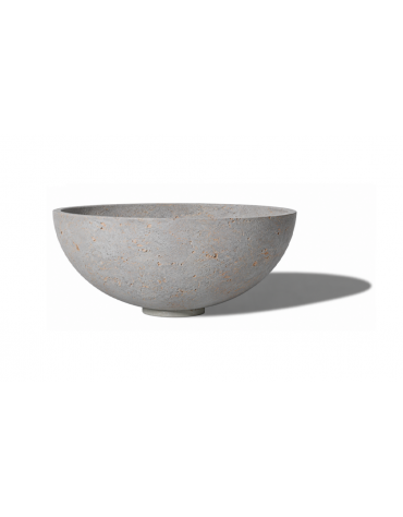 Fioriera tonda a ciotola in cemento calcestruzzo per esterno - colore Grigio travertino - cm Ø 48x16,9h - Conforme ai CAM