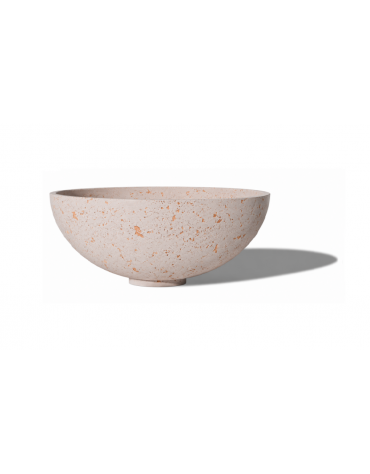 Fioriera tonda a ciotola in cemento calcestruzzo per esterno - colore Bianco travertino - cm Ø 48x16,9h - Conforme ai CAM