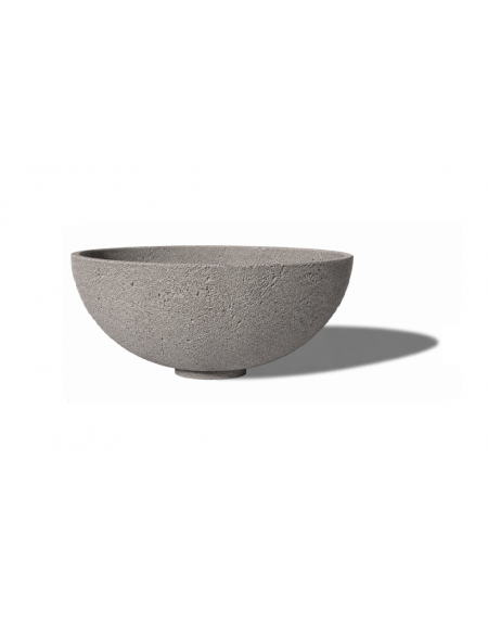 Fioriera tonda a ciotola in cemento calcestruzzo per esterno - colore Bianco sabbiato - cm Ø 48x16,9h - Conforme ai CAM