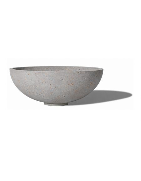 Fioriera tonda a ciotola in cemento calcestruzzo per esterno - colore Grigio travertino - cm Ø 60x21,9h - Conforme ai CAM