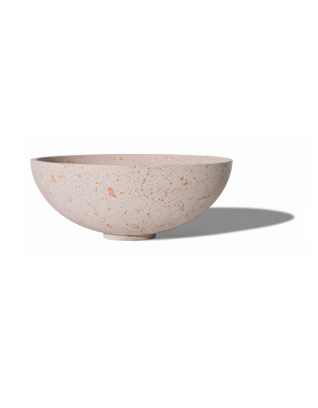 Fioriera tonda a ciotola in cemento calcestruzzo per esterno - colore Bianco travertino - cm Ø 60x21,9h - Conforme ai CAM