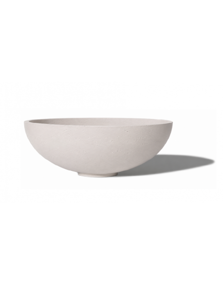 Fioriera tonda a ciotola in cemento calcestruzzo per esterno - colore Bianco pietra - cm Ø 68x29,9h - Conforme ai CAM