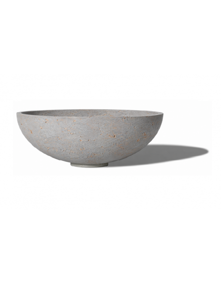 Fioriera tonda a ciotola in cemento calcestruzzo per esterno - colore Grigio travertino - cm Ø 68x29,9h - Conforme ai CAM