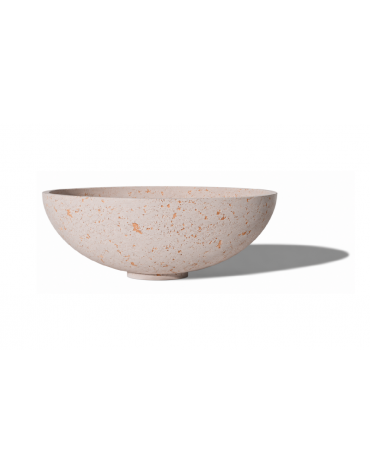Fioriera tonda a ciotola in cemento calcestruzzo per esterno - colore Bianco travertino - cm Ø 68x29,9h - Conforme ai CAM