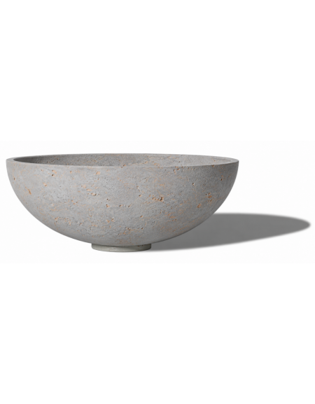 Fioriera tonda a ciotola in cemento calcestruzzo per esterno - colore Grigio travertino - cm Ø 93x45,9h - Conforme ai CAM