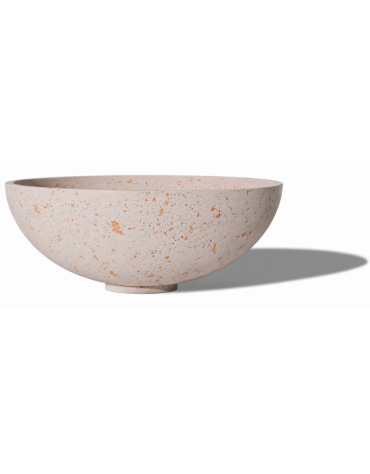 Fioriera tonda a ciotola in cemento calcestruzzo per esterno - colore Bianco travertino - cm Ø 93x45,9h - Conforme ai CAM