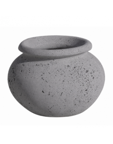 Fioriera tonda anfora in cemento calcestruzzo per esterno da appoggio - colore Grigio pietra - cm Ø 50x40h - Conforme ai CAM