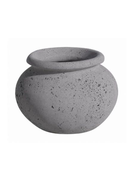 Fioriera tonda anfora in cemento calcestruzzo per esterno da appoggio - colore Grigio pietra - cm Ø 50x40h - Conforme ai CAM