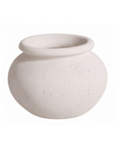 Fioriera tonda anfora in cemento calcestruzzo per esterno da appoggio - colore Bianco pietra - cm Ø 50x40h - Conforme ai CAM