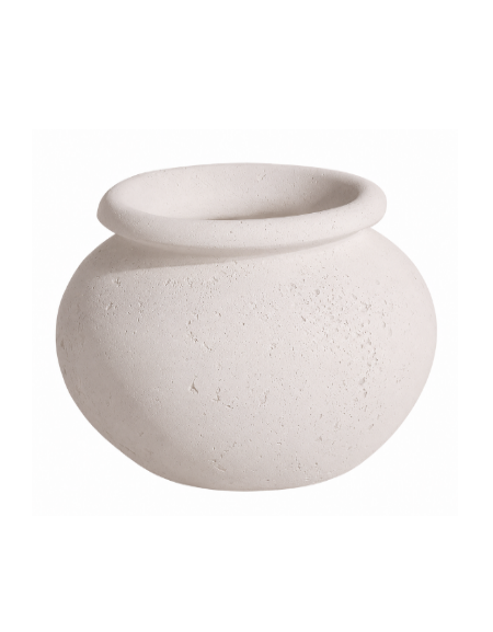 Fioriera tonda anfora in cemento calcestruzzo per esterno da appoggio - colore Bianco pietra - cm Ø 50x40h - Conforme ai CAM