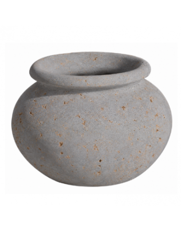 Fioriera tonda anfora in cemento calcestruzzo per esterno da appoggio - colore Grigio travertino - cm Ø 50x40h - Conforme ai CAM
