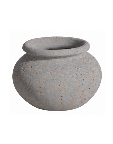 Fioriera tonda anfora in cemento calcestruzzo per esterno da appoggio - colore Grigio travertino - cm Ø 50x40h - Conforme ai CAM