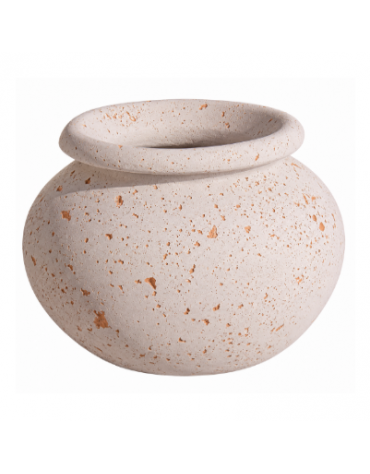 Fioriera tonda anfora in cemento calcestruzzo per esterno da appoggio - colore Bianco travertino - cm Ø 50x40h - Conforme ai CAM