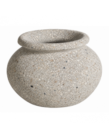 Fioriera tonda anfora in cemento calcestruzzo per esterno da appoggio - colore Grigio sabbiato - cm Ø 50x40h - Conforme ai CAM