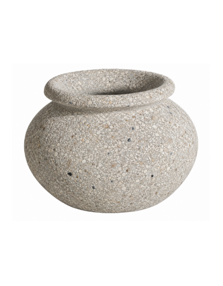 Fioriera tonda anfora in cemento calcestruzzo per esterno da appoggio - colore Grigio sabbiato - cm Ø 50x40h - Conforme ai CAM