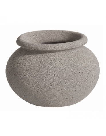 Fioriera tonda anfora in cemento calcestruzzo per esterno da appoggio - colore Bianco sabbiato - cm Ø 50x40h - Conforme ai CAM