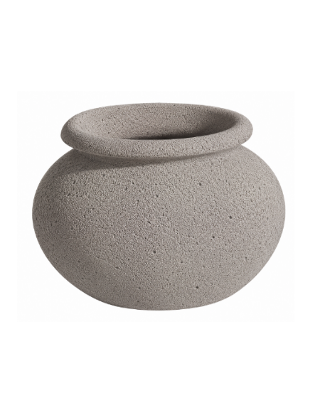 Fioriera tonda anfora in cemento calcestruzzo per esterno da appoggio - colore Bianco sabbiato - cm Ø 50x40h - Conforme ai CAM